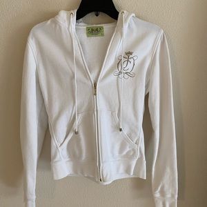 Juicy couture white zip up hoodie sizeL stars gold